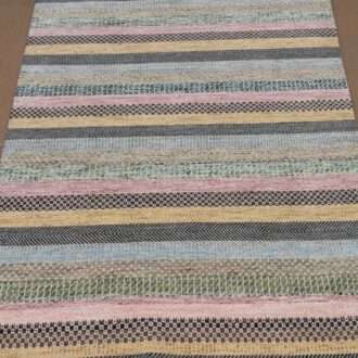 Modern Stripe Design Hand Knotted Wool Carpet - 5FT X 7FT | 150CM X 210CM