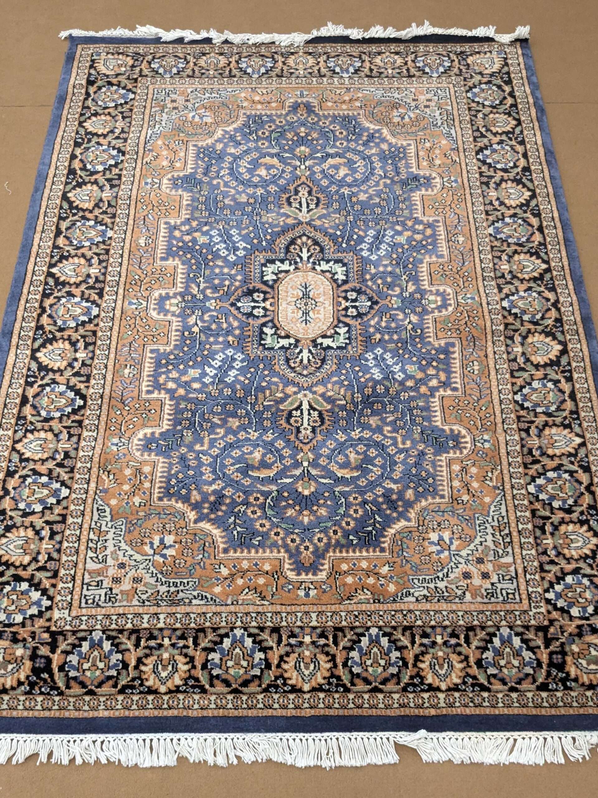 Blue Persian Hand Knotted Wool Carpet - 5FT X 7FT | 150CM X 210CM