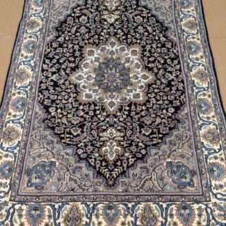 Black Persian Hand Knotted Wool Carpet - 4FT X 6FT | 120CM X 180CM