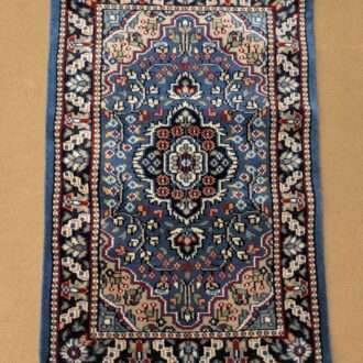Blue Persian Hand Knotted Wool Carpet - 2FT X 3FT | 60CM X 90CM