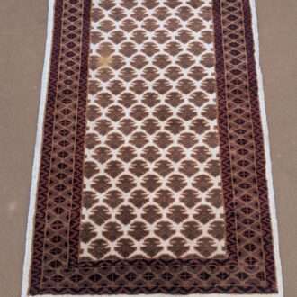 White Baby Elepahnt Foot Print Hand Knotted Wool Carpet - 2FT X 3FT | 60CM X 90CM