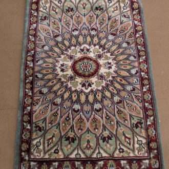 Green Mandela Hand Knotted Wool Carpet - 2FT X 3FT | 60CM X 90CM