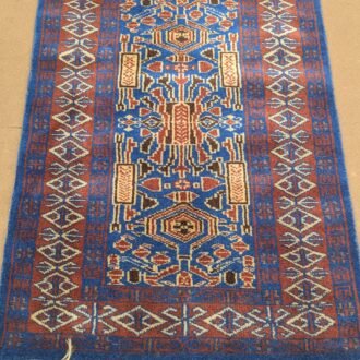 Blue Tribal Hand Knotted Wool Carpet - 2FT X 3FT | 60CM X 90CM