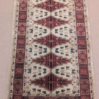 Red Family Design Hand Knotted Wool Carpet - 2FT X 3FT | 60CM X 90CM