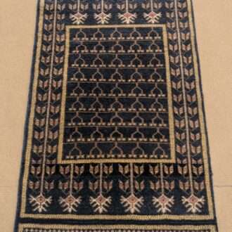 Blue Persian Hand Knotted Wool Carpet - 2FT X 3FT | 60CM X 90CM