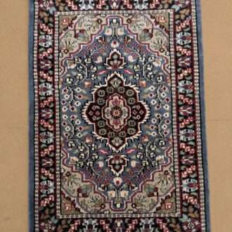 Blue Persian Hand Knotted Wool Carpet - 2FT X 3FT | 60CM X 90CM