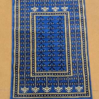 Blue Family Design Hand Knotted Wool Carpet - 2FT X 3FT | 60CM X 90CM