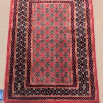 Red Baby Elepahnt Foot Print Hand Knotted Wool Carpet - 2FT X 3FT | 60CM X 90CM