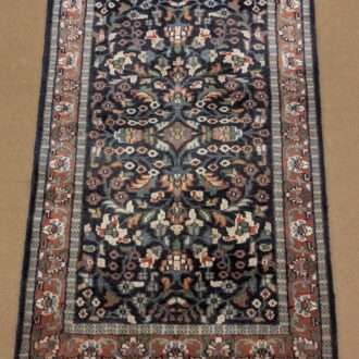 Black Persian Hand Knotted Wool Carpet - 2FT X 3FT | 60CM X 90CM