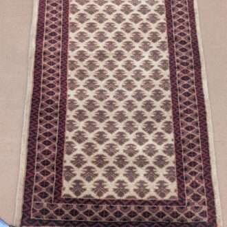 Beige Baby Elephant Foot Print Hand Knotted Wool Carpet - 5FT X 7FT | 150CM X 210CM