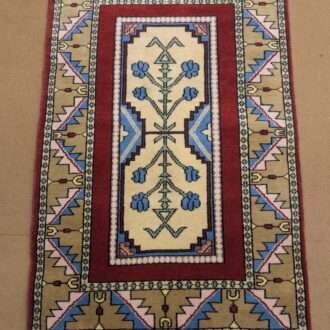 Red Tribal Hand Knotted Wool Carpet - 2FT X 3FT | 60CM X 90CM