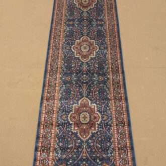 Blue Persian Hand Knotted Runner Wool Carpet - 2.5FT X 8FT | 75CM X 240CM