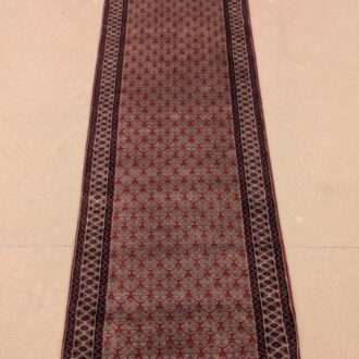 Red Baby Elephant Foot Print Hand Knotted Runner Wool Carpet - 2.5FT X 8FT | 75CM X 240CM