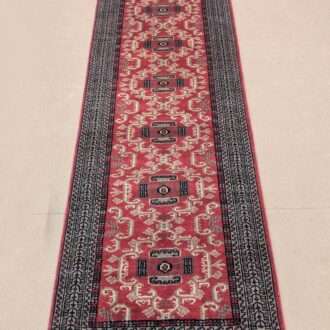 Red Tribal Hand Knotted Runner Wool Carpet - 2.5FT X 8FT | 75CM X 240CM