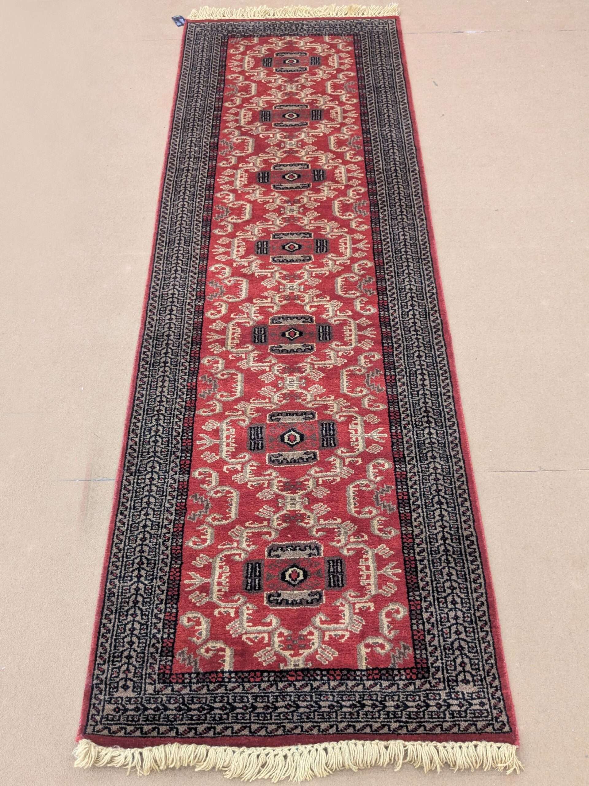 Red Tribal Hand Knotted Runner Wool Carpet - 2.5FT X 8FT | 75CM X 240CM