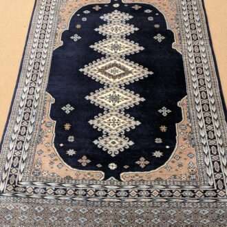 Black Tribal Hand Knotted Wool Carpet - 4FT X 6FT | 120CM X 180CM
