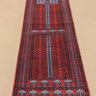 Red Family Design Hand Knotted Runner Wool Carpet - 2.5FT X 8FT | 75CM X 240CM