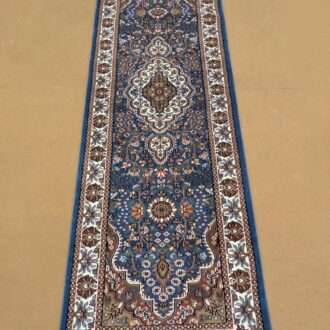 Blue Persian Hand Knotted Runner Wool Carpet - 2.5FT X 8FT | 75CM X 240CM