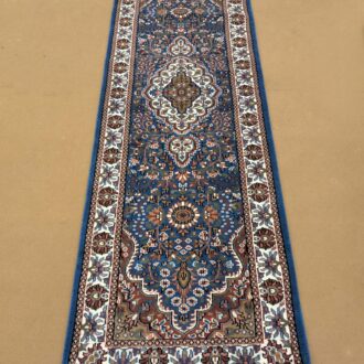 Blue Persian Hand Knotted Runner Wool Carpet - 2.5FT X 8FT | 75CM X 240CM