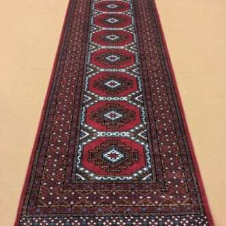 Red Tribal Hand Knotted Runner Wool Carpet - 2.5FT X 8FT | 75CM X 240CM