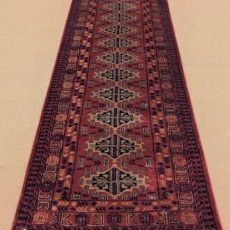 Red Tribal Hand Knotted Runner Wool Carpet - 2.5FT X 8FT | 75CM X 240CM