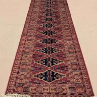 Red Tribal Hand Knotted Runner Wool Carpet - 2.5FT X 10FT | 75CM X 300CM