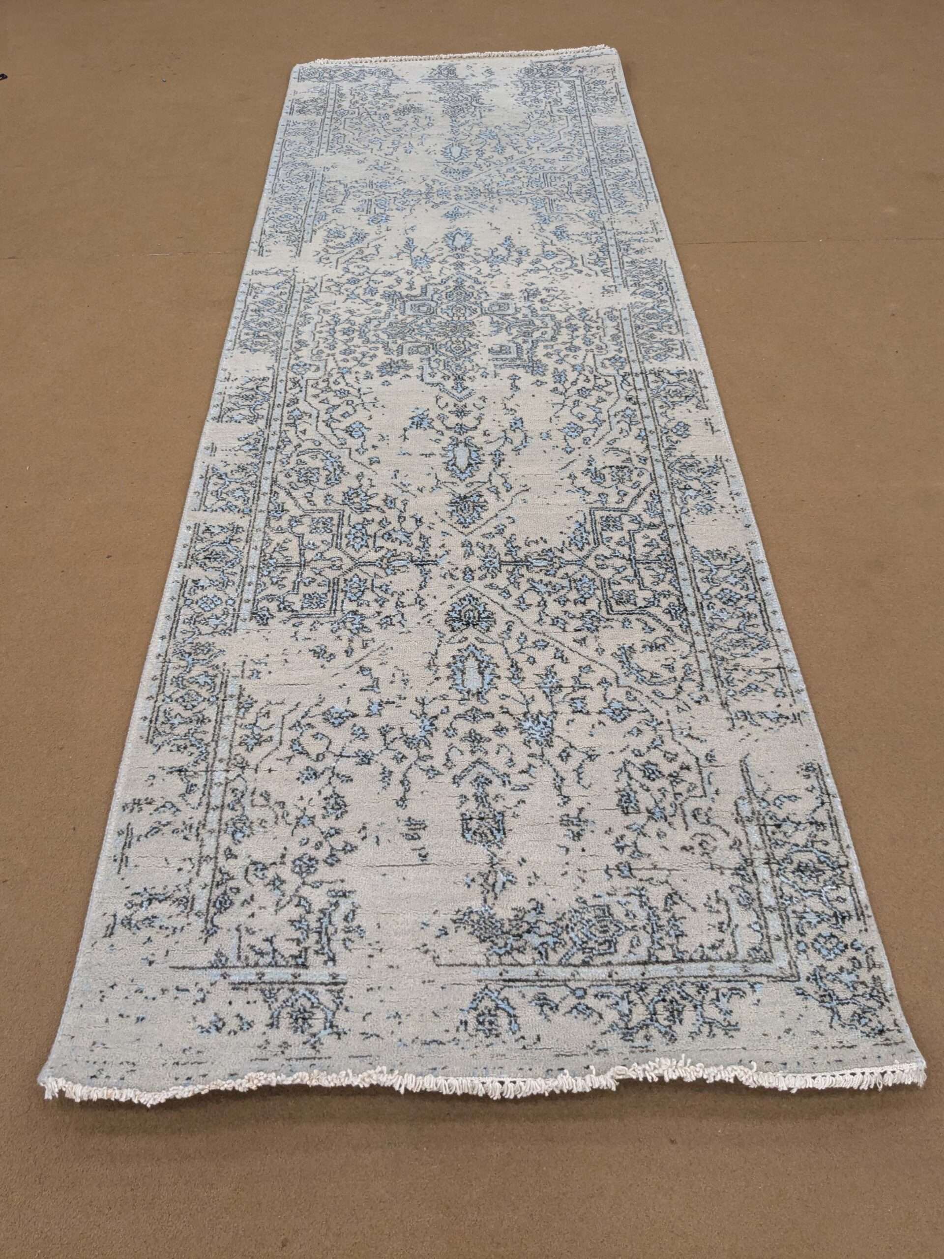 Modern Hand Knotted Runner Wool Carpet - 2.5FT X 8FT | 75CM X 240CM