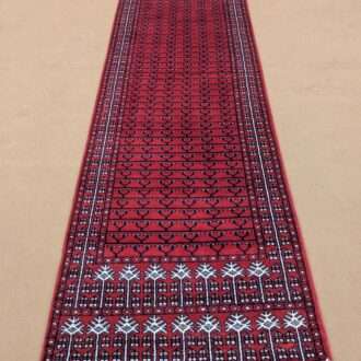 Red Family Design Hand Knotted Runner Wool Carpet - 2.5FT X 10FT | 75CM X 300CM