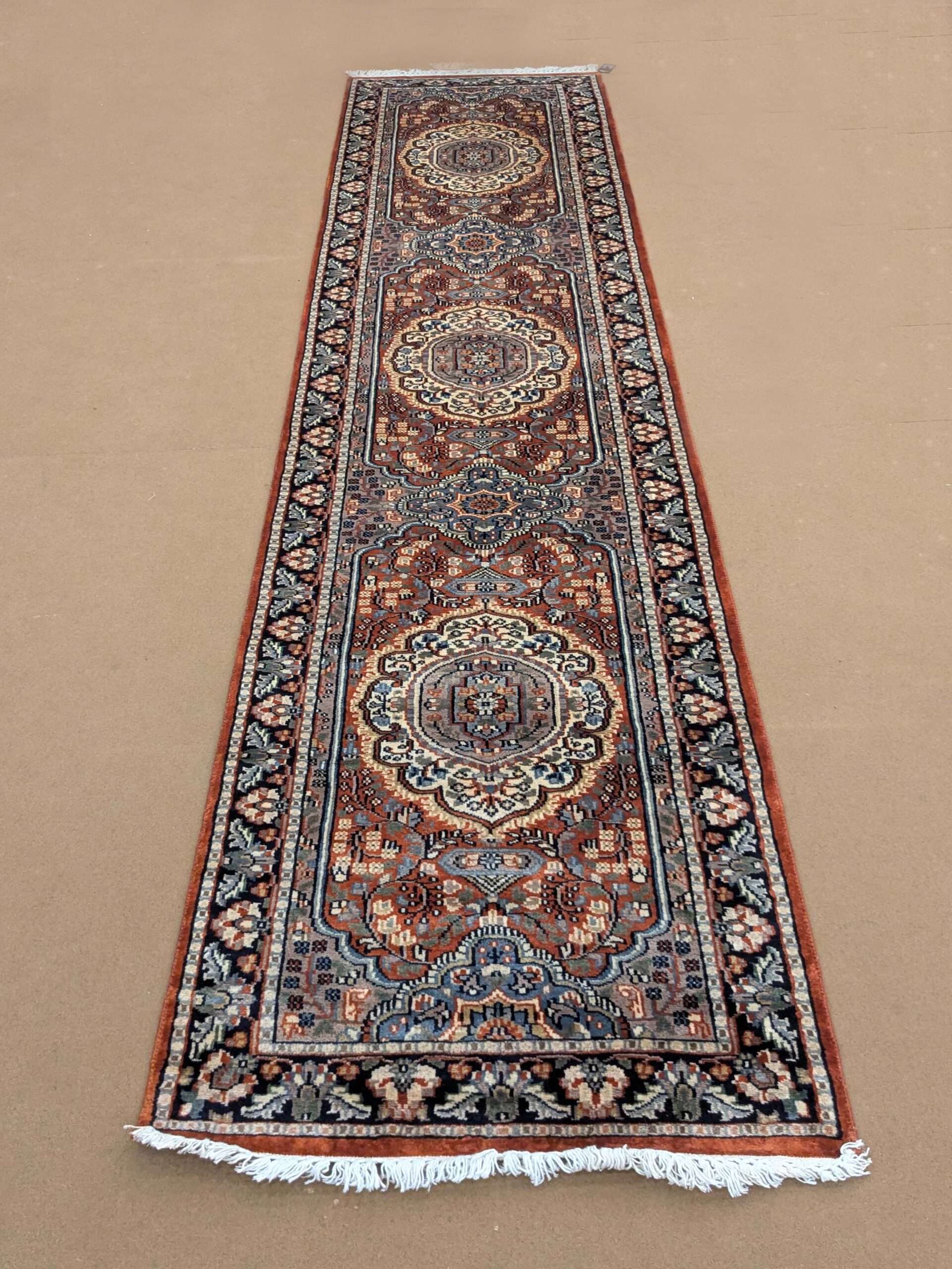 Persian Hand Knotted Runner Wool Carpet - 2.5FT X 10FT | 75CM X 300CM