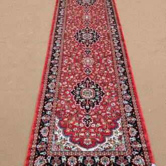 Red Persian Hand Knotted Runner Wool Carpet - 2.5FT X 10FT | 75CM X 300CM
