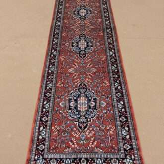 Red Tribal Hand Knotted Runner Wool Carpet - 2.5FT X 10FT | 75CM X 300CM