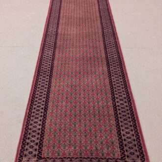 Red Baby Elephant Foot Print Hand Knotted Runner Wool Carpet - 2.5FT X 10FT | 75CM X 300CM