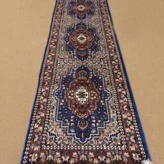 Blue Persian Hand Knotted Runner Wool Carpet - 2.5FT X 10FT | 75CM X 300CM