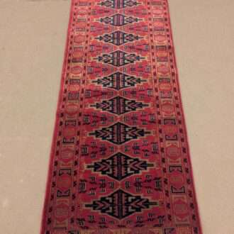 Red Tribal Hand Knotted Runner Wool Carpet - 2FT X 6FT | 60CM X 180CM