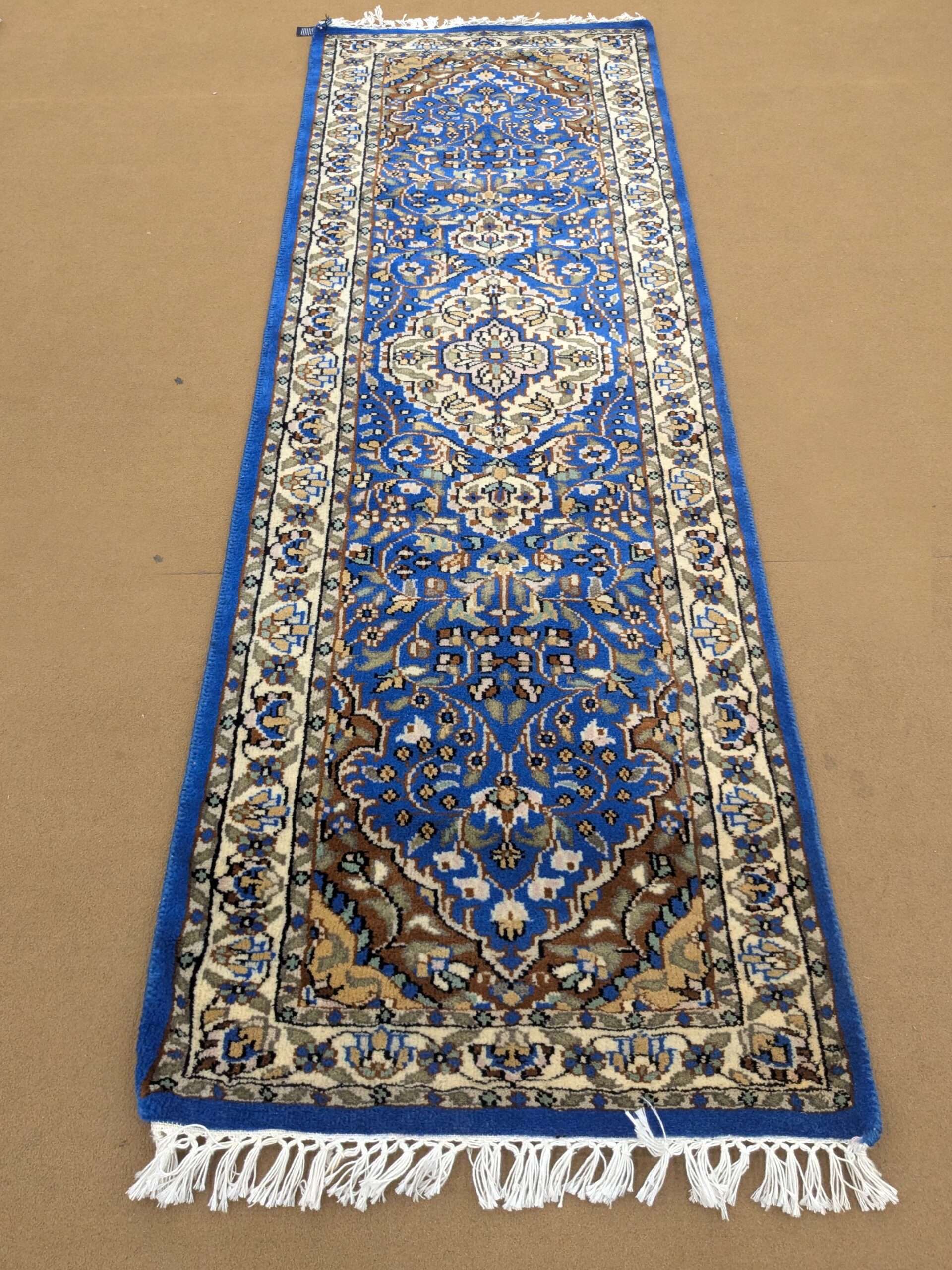 Unique Blue Persian Hand Knotted Runner Wool Carpet - 2FT X 6FT | 60CM X 180CM