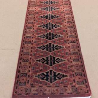 Red Tribal Hand Knotted Runner Wool Carpet - 2FT X 6FT | 60CM X 180CM