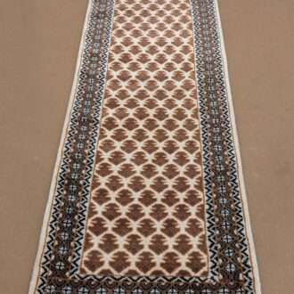 Beige Baby Elephant Foot Print Hand Knotted Runner Wool Carpet - 2FT X 6FT | 60CM X 180CM