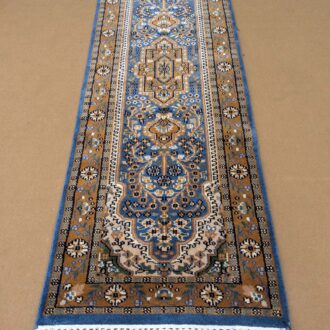 Blue Persian Hand Knotted Runner Wool Carpet - 2FT X 6FT | 60CM X 180CM