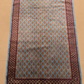 Blue Baby Elephant Foot Print Knotted Wool Carpet - 4FT X 6FT | 120CM X 180CM