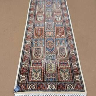 White Mughal Garden Hand Knotted Runner Wool Carpet - 2FT X 6FT | 60CM X 180CM