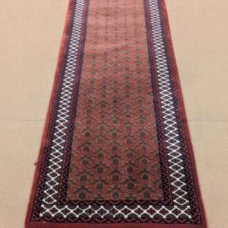 Red Baby Elephant Foot Print Hand Knotted Runner Wool Carpet - 2FT X 6FT | 60CM X 180CM