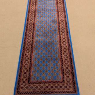 Blue Baby Elephant Foot Print Hand Knotted Runner Wool Carpet - 2FT X 6FT | 60CM X 180CM
