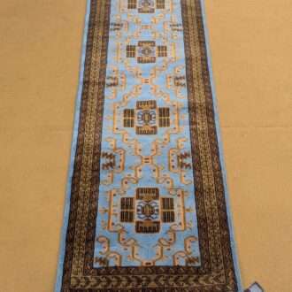 Blue Tribal Hand Knotted Runner Wool Carpet - 2FT X 6FT | 60CM X 180CM