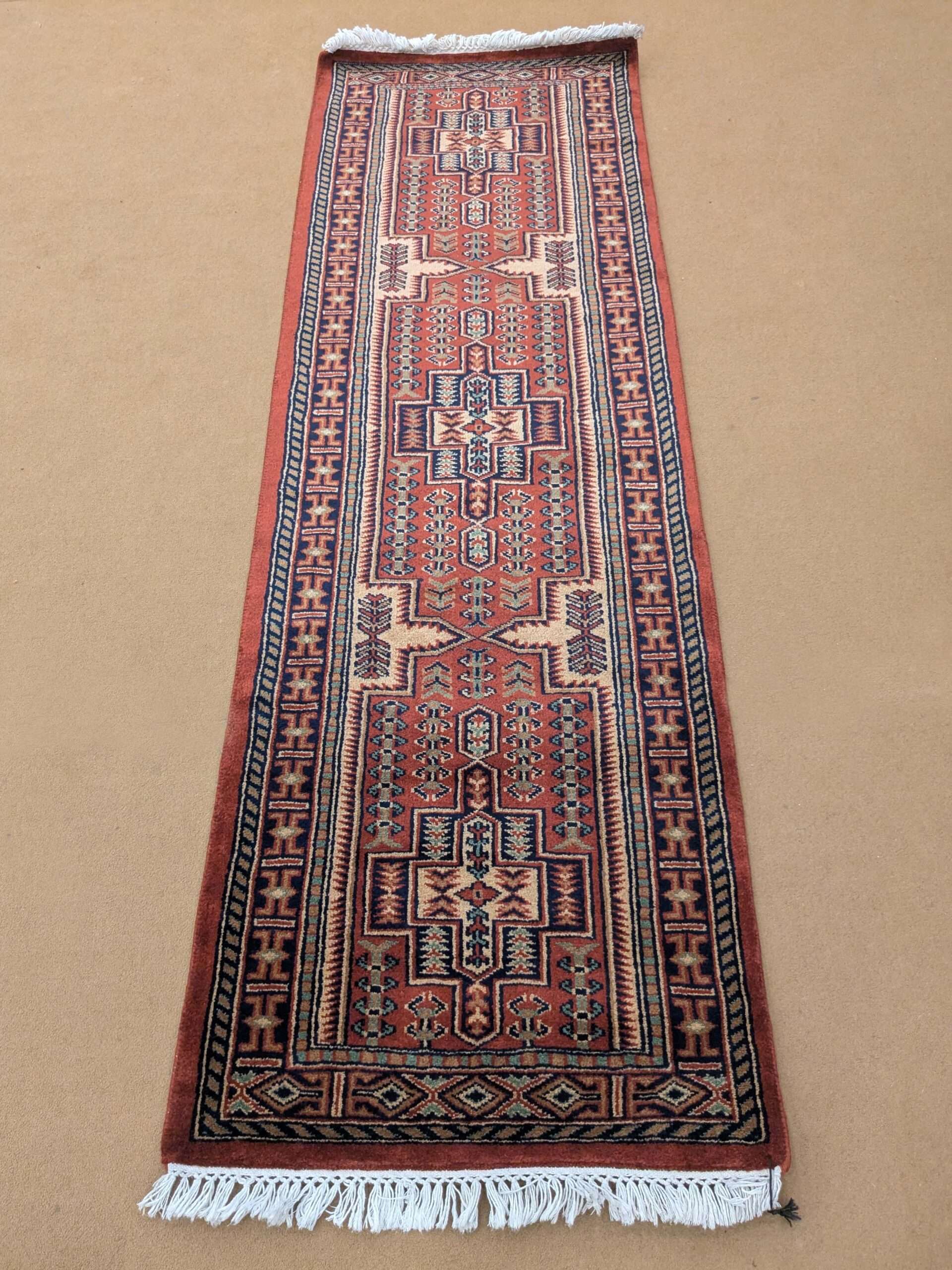 Red Tribal Hand Knotted Runner Wool Carpet - 2FT X 6FT | 60CM X 180CM