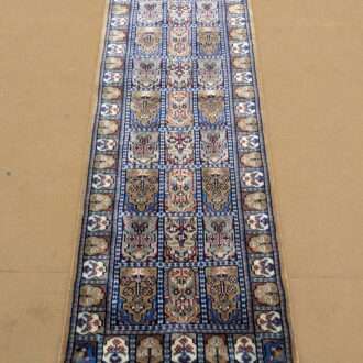 Beige Mughal Garden Hand Knotted Runner Wool Carpet - 2FT X 6FT | 60CM X 180CM