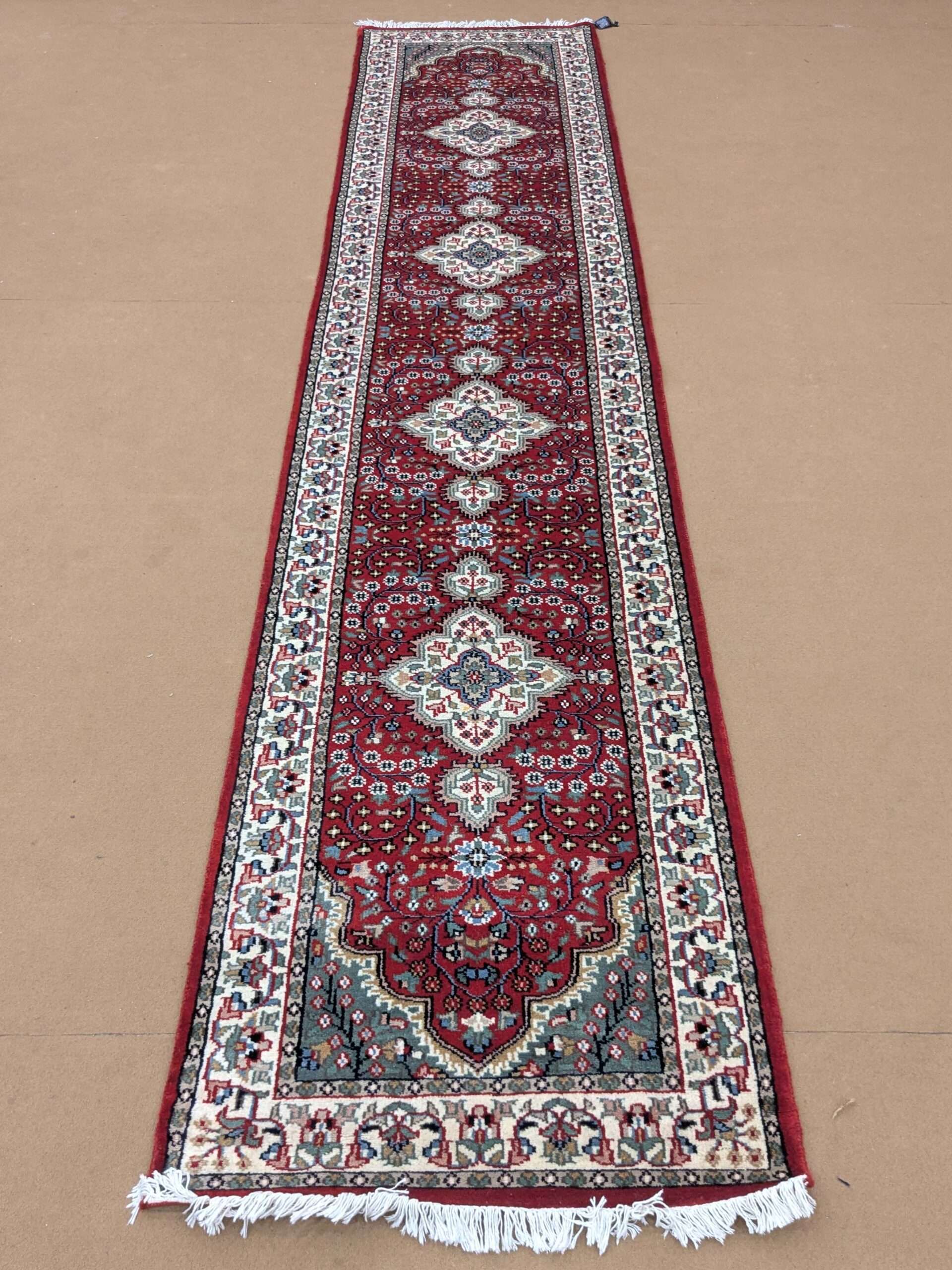 Red Persian Hand Knotted Runner Wool Carpet - 2.5FT X 12FT | 75CM X 360CM