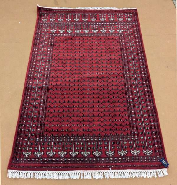 Red Family Design Hand Knotted Wool Carpet - 4FT X 6FT | 120CM X 180CM