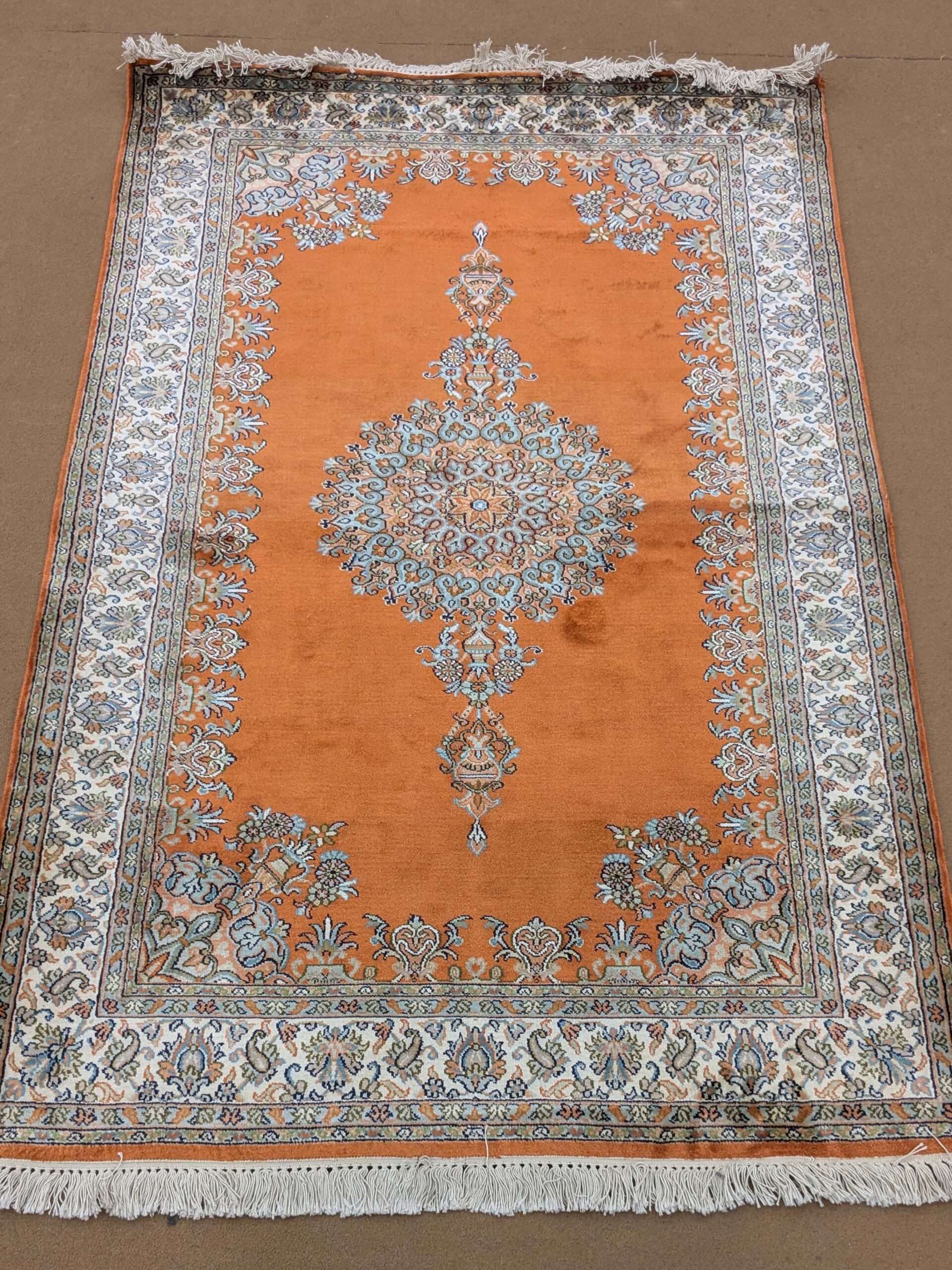 Kirman Design Silk On Cotton Knotted Carpet - 3FT X 5FT | 90CM X 150CM