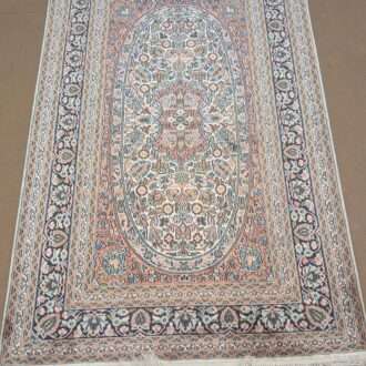 White Persian Silk On Cotton Knotted Carpet - 3FT X 5FT | 90CM X 150CM