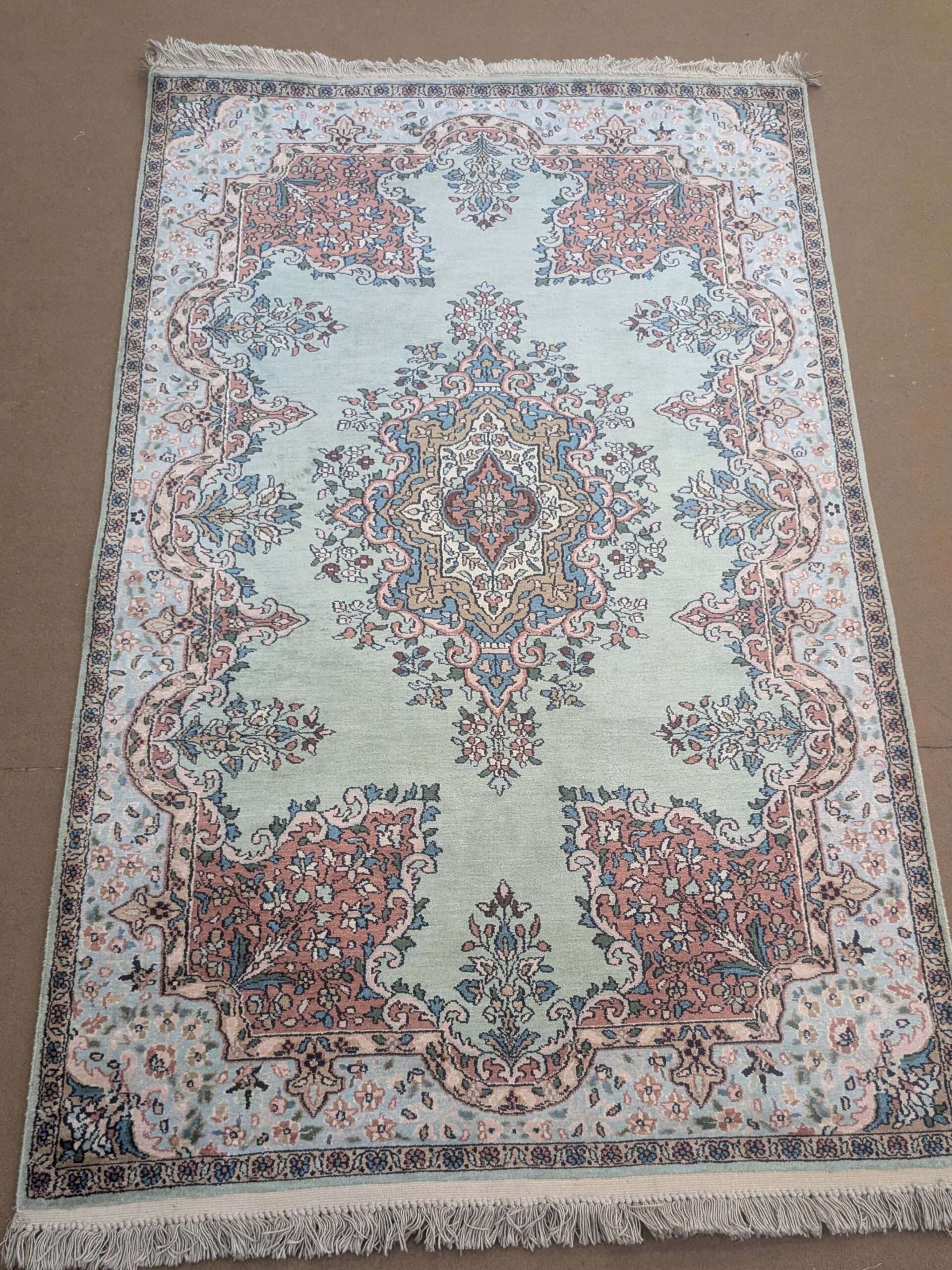 Kirman Design Silk On Cotton Knotted Carpet - 3FT X 5FT | 90CM X 150CM